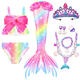 Ruiyang mermaid clothes princess tail children's swimsuit girls split bikini baby swimwear new hot spring colorful three-piece set + crown + necklace 4-piece set 110cm