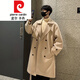 Pierre Cardin Khaki Windbreaker Herbst Herbst mit mittlerem Langen-Stil hübscher Casual Coat fühlt sich trendy britischer Style-Clip. Schwarz l