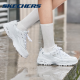 Skechers Women's Shoes Spring New Dad Shoes Estudiantes Versátiles 2024 Nuevos zapatos blancos informales de suela gruesa Blanco/plata 11979-WSL 35
