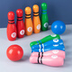 Sangetian (Sangty) Juguetes de boliche de madera sólida para niños Gran bola interior Sports Baby Baby Intelligence 2-3-4 años 2061 Bowling de madera sólida (gran tamaño/digital)