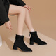 Daphne short boots for women autumn French high heel slim boots black retro suede boots for women black 37