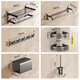 
Four-science Muge (MICOE) bathroom six-piece set of hole-free sanitary storage without nailing glue towels bath towel hook toilet brush tissue box corner rack
