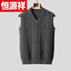 Hengyuanxiang (HYX) men's thickened sheep sweater vest vest spring and autumn new V-neck sleeveless inner warm knitted sweater for men *-Camel-*New Year-# Store Manager M 80-100Jin Jin is equal to 0.5 kg