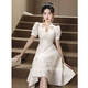 Seidler evening dress light luxury niche high-end engagement white daily wearable beautiful princess dress adult gift girl host off-white L (recommended 106-115 Jin [Jin equals 0.5 kg])