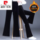 Piercardan Gold Velvet Glockenbodenhose für Frauen 2024 Herbst- und Winterhoch-Taille schlank lose Lose Lose Lose Locker Draping Micro-Flare, die neun-Punkte-Hosen plus Samt 3886 Schwarz eingedickte Hosen s [80-95jin [Jin gleich 0,5 kg]]