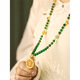 Dairuo National Style Jade Round Brand Brand Collier Long Niche Design Retro Spinach Green Pull Challe Hanfu Cheongsam Accessoires