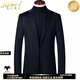 
MHEF wool suit men's autumn and winter business casual suit collar tweed jacket men's short cashmere coat trend XDYM99635 Navy blue M 170