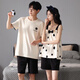 
Delia couple pajamas men summer pure cotton short-sleeved thin casual suspender pajamas women's home clothes spring and summer two-piece suit Q9903 M women + L men