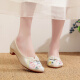 Weizhi old Beijing cloth shoes pointed toe fashion embroidered shoes versatile dance shoes cheongsam shoes Hanfu shoes WZ1047 beige