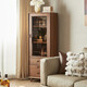 Youthful and trendy North American black walnut solid wood small wine cabinet display cabinet living room home bookcase glass door with door small bookcase 56*42*158cm