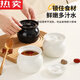 MZXM Jingdezhen ceramic crock pot soup stew pot household water-proof steaming pot Sha County soup bowl with lid simmering soup stew pot for one person 2 pieces 400ml white + green
