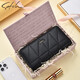 SATCHI women's bag genuine leather wallet fashion wallet brand 2025 new fashion handbag clip clutch coin wallet black [gift box packaging]