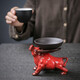 Yuxuan purple sand kiln turned glaze tea pet bullish ornaments tea set filter handmade tea can be played with tea tray ornaments bullish kiln turned red LCX