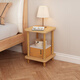 Boundary line bedside table storage bedroom small simple small table mini bedside cabinet storage rack storage bedside table side table double layer pastoral oak color 60*40cm