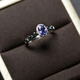 DL 1998 Tanzanite Natural Ring Blue Gemstone Women's S925 Silver Live Mouth Adjustable Big and Small Finger Style Three