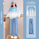 
Yoyo one (Yoyo one) girls early spring suit children 2025 new autumn clothes fashionable sweatshirt big children spring and autumn casual children's clothing girl 13042 blue + 4882 white 130cm