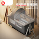 
FORSUNNY crib with diaper table can be spliced ​​with large bed baby shaker newborn movable multi-function sleep coaxing tool Folding bed-diaper table + coconut brown mattress + mosquito net