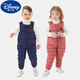 Disney (Disney) baby down cotton overalls suit autumn and winter plus velvet outer wear boys and girls open jumpsuit children's baby pants dark blue (plus velvet) 90 (80-90CM)
