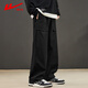Pull-back casual pants for men in spring and summer, all-match straight pants, loose sports workwear pants, men's black L