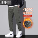 Jeep (Jeep) 2023 Nuevo otoño e invierno Plus Pantalones de terciopelo para los pies de trabajo en espesas de hombres Jeans casuales de cintura elástica 9859 Black Plus Velvet L [110-130Jin [Jin iguala 0.5 kg]]