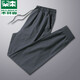 Mulinsen sweatpants men's summer thin loose straight casual pants men's autumn and winter plus velvet thickened warm trousers loose plus size youth outdoor running wardrobe pants men 719 black tying feet (regular) L