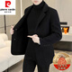 Pierre Cardin double-sided woolen blazer men's spring and autumn woolen woolen suit casual high-end winter new down coat dark gray 70 wool M 100-120Jin Jin equals 0.5 kg