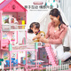 Yunya Kinderspielzeug Mädchen spielen Haus Haus Set Princess Castle Doll Haus Puppe Haus kleines Mädchen Geburtstagsgeschenk [Dream Light] Luxus Villa Princess House