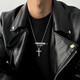QMXD engraving trendy men's cross necklace men's trendy titanium steel long-lasting hip-hop pendant simple personality gift for boyfriend