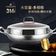 Kengq 316 wok en acier inoxydable grand coup de poêle à gaz de cuisinière à induction à double ménage à double étal