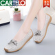 CARTELO 2025 new product spring and summer genuine leather shallow mouth flat bottom flat heel small white shoes women's hollow bean shoes mother's shoes non-slip rest 688 black punching 41