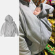 Jin Chong mother-child one-piece kangaroo clothes with baby father-child clothes warm sweatshirts for men and women plus size dad parent-child hugging jacket gray thin style waistless stool XL recommended 120-150 Jin Jin equals 0.5 kg