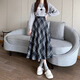 Miao Yijia Plaid Wool Skirt Winter Women's New Winter Skirt Long Skirt College Style Skirt A-Line Style and Versatile College Style Woolen Plaid Umbrella Skirt Blue Regular L Recommended 110-125 Jin Jin equals 0.5 kg