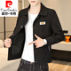 Pierre Cardin Lapel Casual Jacket Men's Jacket 2025 Spring and Autumn New Trendy Handsome Youth Workwear Jacket Men's White XL 120-135Jin Jin is equal to 0.5 kg