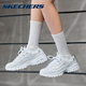 Skechers Women's Shoes Spring New Dad Shoes Estudiantes Versátiles 2024 Nuevos zapatos blancos informales de suela gruesa Blanco/plata 11979-WSL 35