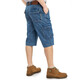 
JEEP SPIRIT Jeep Casual Denim Shorts Men Loose Multi-Pocket Straight Working Shorts Summer Men's Cropped Pants 753 753 Light Blue Size 31 Size 2 Foot 3