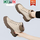 Cartelo Crocodile (Cartelo) plus Bottes en velours Martin pour femmes 2025 Nouveau automne et hiver Sole Sole en cuir doux Bottes courtes rétro High Top Sneakers JST 11255 Thé lait 35