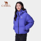 骆驼（CAMEL）黑钻系列短款羽绒服女装冬新款保暖防风连帽羽绒外套面包服 724CA6B601，白玉粉，女 M M
