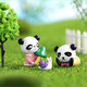 Colección de pequeños adornos gigantes de panda, lindos adornos de escritorio de muñecas de panda para compañeros de clase y regalos de cumpleaños para niños, Beibei Panda (un juego de 4 piezas) + caja de regalo + cuerda de luz
