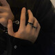 Meng Keduo black rhinestone drip glaze open ring niche design index finger ring couple ring fashion personalized ring men's trendy trendy personalized ring 2 pack