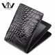 V.V.Brown Men's Business Card Case Driver's License Bag Crocodile Pickup Bag Card Holder Genuine Leather Unisex ID Bag Black