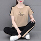 
NY-EMMA sports suit for women short-sleeved summer thin cotton small casual and fashionable square dance running suit two-piece set 698 gray (trouser suit) XL (recommended 110-125 Jin [Jin equals 0.5 kg])