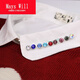 Mays Will Metal Brooch Rhinestone Collar Pin Collar Button Crystal Collar Collar Pin Collar Button Collar Silver Background White Diamond Pair