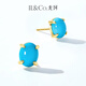 IL&CO Youke S925 silver natural turquoise earrings for women retro light luxury high-end earrings birthday gift for girlfriend S925 silver four-prong turquoise earrings pair