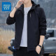 真维斯（Jeanswest）休闲夹克男春秋季新款2025冲锋衣时尚连帽夹克简约百搭外套男 6628黑色【春秋季】 M