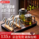 Tianxi (TIANXI) glass tea set set for home light luxury high-end appearance tea tray table living room drinking tea small tea cup kung fu brewing teapot with tea tray green gray teapot 12 pieces