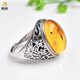 Fuwanzhe Insect Amber Ring Natural Insect Amber Beeswax Ring Men's Insect Ring Fly Small Circle Mouth