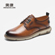 Aokang (Aokang) [Serie Wanbu] Zapatos para hombres nuevos zapatos de cuero informal de bajo techo zapatos de encaje para hombres 1221514110 marrón 40