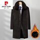 Pierre Cardin winter clothing for middle-aged and elderly people, long woolen coat for men, warm windbreaker for dad, grandpa cotton coat, 806 long brown 195/4XL recommended 170Jin Jin is equal to 0.5kg -190Jin Jin is equal to 0.5kg to wear