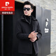 
Pierre cardin new Parka coat fur integrated men's short Haining mink liner mink Nick fur coat 236 black (black liner) 2XL