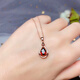 Fat Donglai's same style garnet 18K gold pendant natural ruby ​​single pendant necklace 925 plated garnet pendant rose gold (+ necklace)